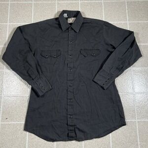 Vintage Dee Cee Brand Mens 15.5-33 Authentic Western Wear Pearl Snap Black Shirt